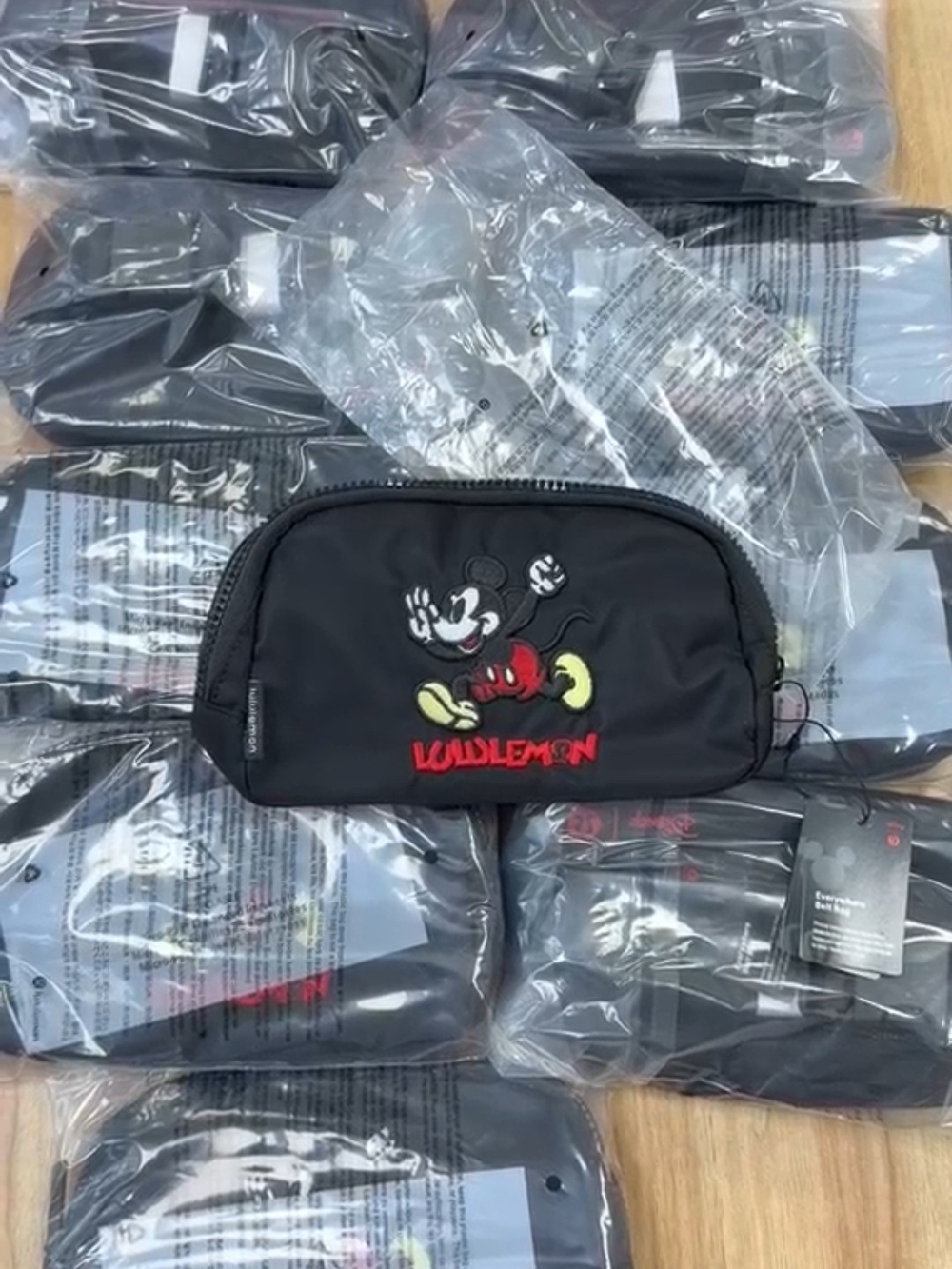 lululemon athletica Black Crossbody Pouch with Cartoon Embroidery